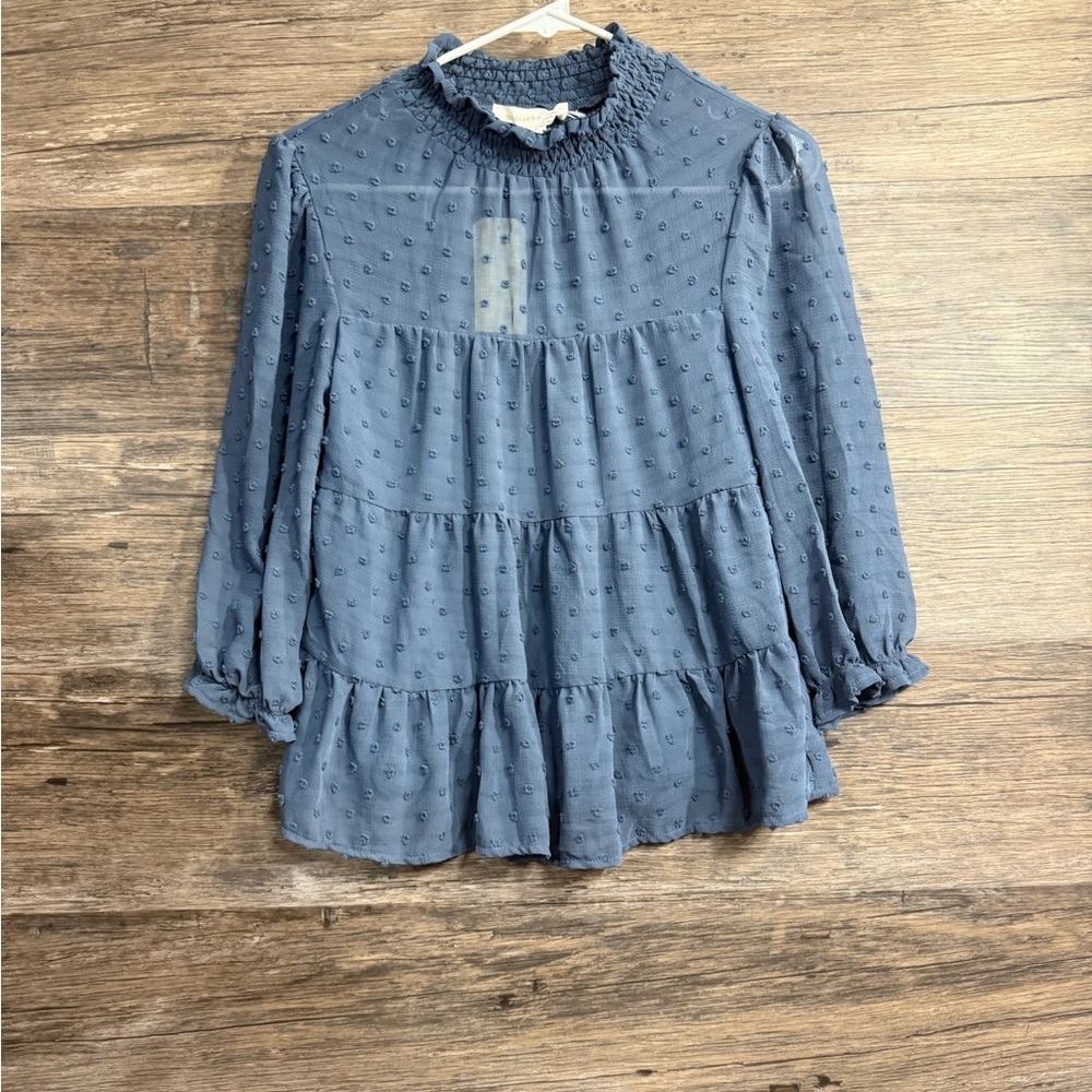 Monteau Blue Textured Blouse